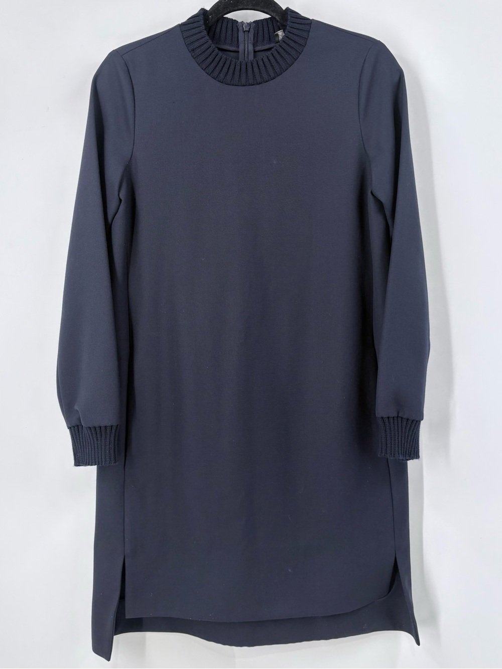 COS Women’s Navy Blue Wool Blend Long Sleeve Dress